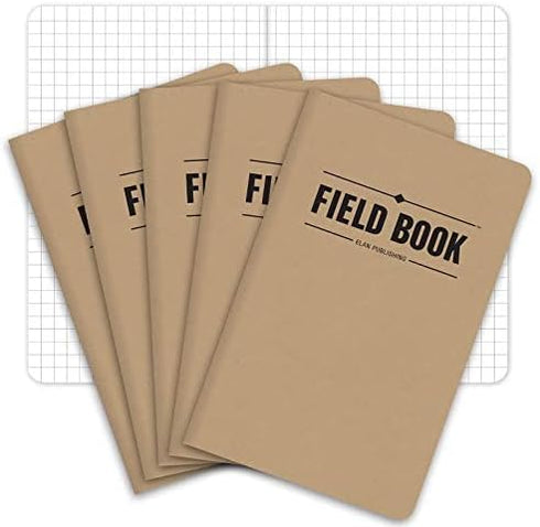 Elan Publishing Company Field Notebook/Pocket Journal - 3.5"x5.5" Kraft Graph Memo Book (Pack of 5)