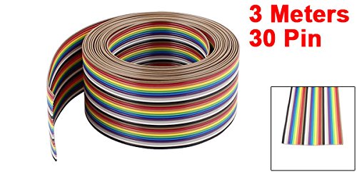 uxcell IDC Wire Flat Ribbon Cable 30Pin 1.27mm - 10Ft Rainbow Color
