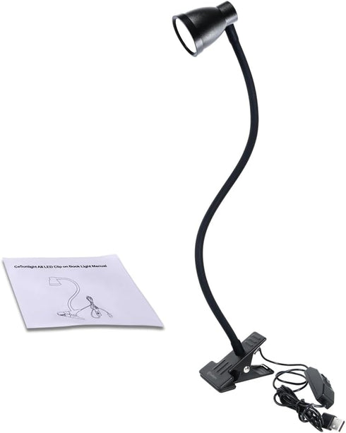 Clamp Desk Lamp, Clip on Reading Light, 3000-6500K Adjustable Color Temperature, 10 LED Beads, 6 Illumination Modes
