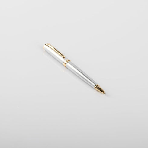 Luxury Ballpoint Pen Gift Set, 24K Gold Trim, Black Ink Refills, Fancy Writing Pens for Men Women, Christmas Silver