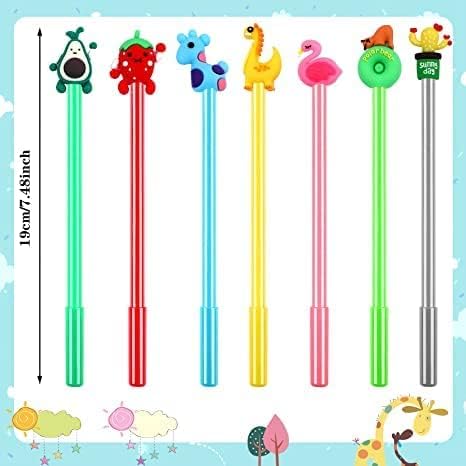 SANNIX 20 Pieces Cartoon Cute Gel Ink Rollerball Pens Bulk, Assorted Styles, Novelty Writing Pen for Kids, School,
