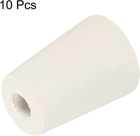 MECCANIXITY Rubber Tapered Plug 15mm to 20mm with 8mm Hole Test Tubes Bungs Stopper White, 10 Pieces