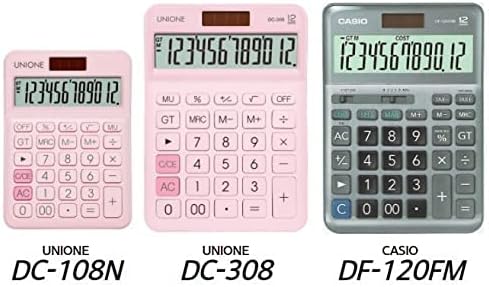 UNIONE Big Size Calculator, Bright LCD, Dual Power Handheld Desktop for Business, Office, High School (White)