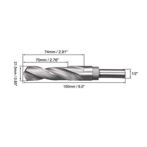 uxcell Reduced Shank Drill Bit 21.5mm High Speed Steel HSS 4241 with 1/2 Inch Straight Shank