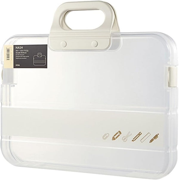 Portable Clear Waterproof File Box with Snaps - Document Storage Organizer for A4 Paper, Magazines, Notebooks (1pcs,