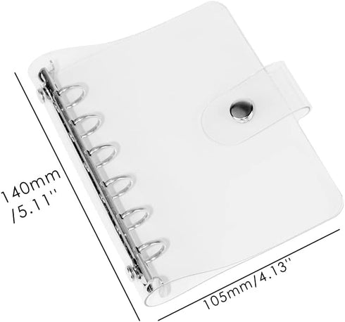 Personal A7 Size 6-Ring Pocket Size Clear Binder Covers - Soft PVC Notebook Round Ring Binder Cover Protector