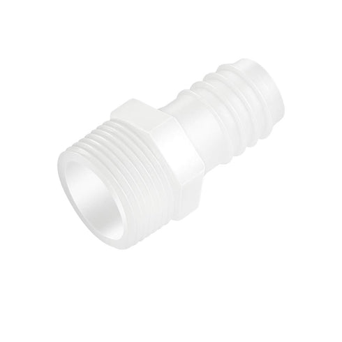 Quickun Plastic Hose Barb Fitting, 1/2" Barb to 1/2" Male Thread, White Adapter Union Fitting, Pack of 5