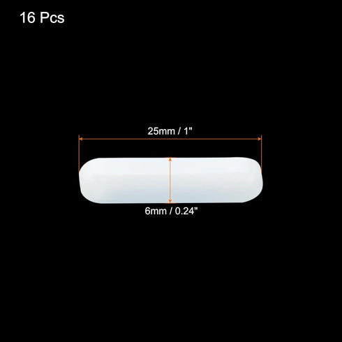 MECCANIXITY Magnetic Stirrer Mixer Stir Bar Rod 25mm/1" Cylinder Shape PTFE Coating Magnet White for Laboratory 16Pcs