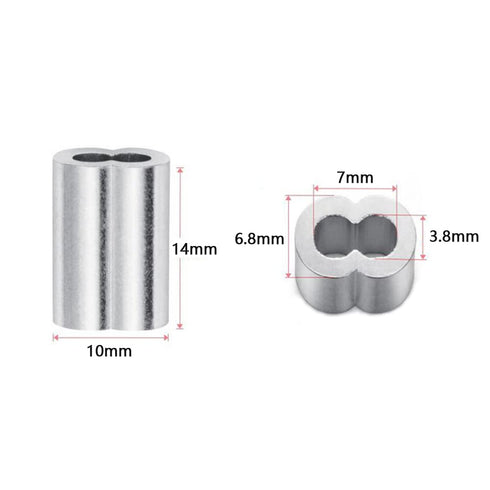 Eowpower 100 Pieces 1/8 inch Wire Rope Aluminum Sleeves Cable Crimps & 16 Pcs M3 Stainless Steel Thimbles