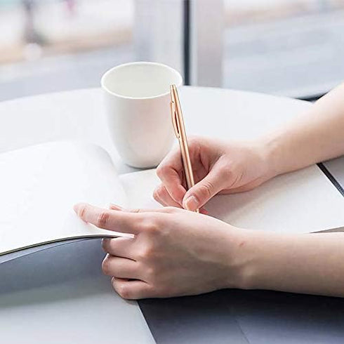 Unibene Slim Metallic Retractable Ballpoint Pens, Rose Gold, Nice Gift for Wedding, Business, Office, Students,