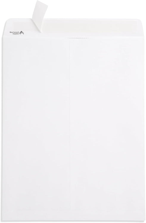 Blue Summit 50 White Catalog Envelopes, 28lb, 12 x 16 inch, Security Tinted, Strong Self Seal