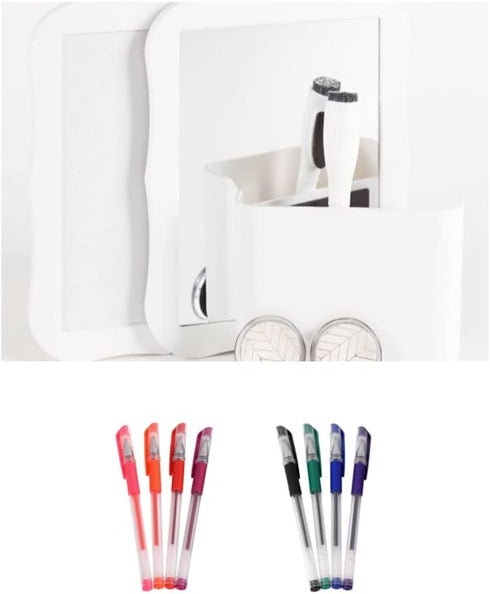 Magnetic Locker Organizer Kit, 13 Piece Set with Whiteboard, Mirror, Magnets, Pencil Cup, Gel Pens, Back to School