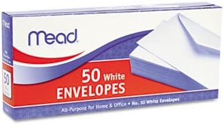 Mead Products - Mead - Business Envelope, 4 1/8 x 9 1/2, 20 lb, White, 50/Box - Sold As 1 Box - Traditional gummed-adhesive V-flap closure. - Substantial business-weight paper. - Tastefully attractive smooth finish. by Mead