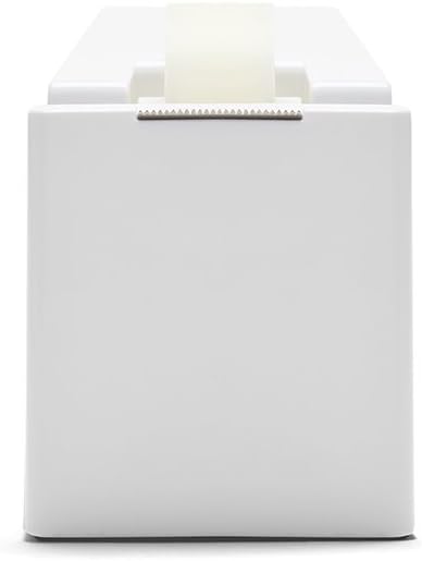 Poppin Desk Tape Dispenser - Stylish Non-Skid Weighted Base, Includes Roll of Tape (White)