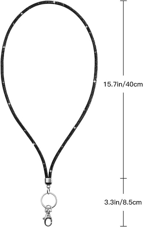 Soleebee Rhinestone Office Lanyard, 31.5'' Bling Neck Lanyard with Metal Clasp & Keyring for Women