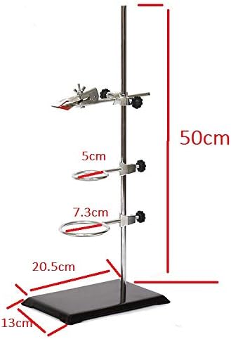 LabZhang Chemistry Laboratory Stand Set with Support Stand, 2 Retort Rings, Rod and Flask Clamp