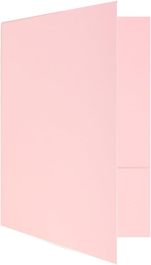 JAM PAPER Premium Matte Cardstock Twin Pocket Folders - Baby Pink Pastel (6/Pack)