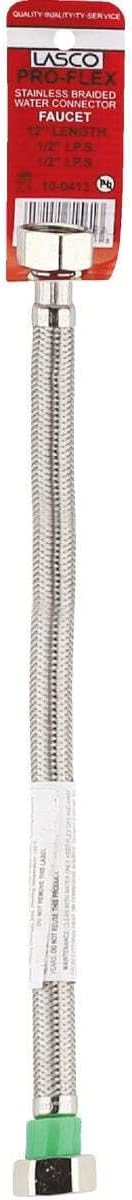 LASCO 10-0413 1/2-Inch Female Iron Pipe Flex Stainless Steel Braided Water Supply