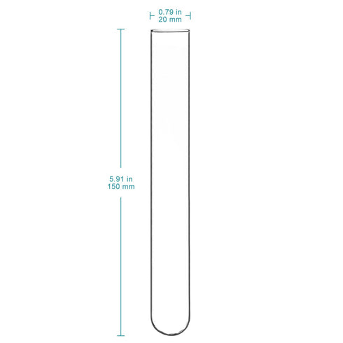 Stonylab Glass Test Tubes: Transparent Borosilicate Glass Round Bottom Test Tubes, 20 mm Diameter, 150 mm Length,