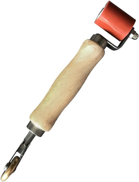 ZY358 40mm Silicone Seam Roller with 6mm Brass Detail Penny Roller, Combo Tool for Woodworking, Flooring, Wallpaper