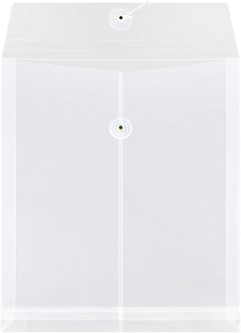 JAM PAPER Plastic Envelopes with Button & String Tie Closure, Letter Open End, Assorted Colors, 6/Pack (9 3/4 x 11 3/4)