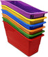 Podzly Vertical File Organizer, 6-Pack Multicolor Bins with Handle for Book, Folder, File, Binder, and Magazine Storage