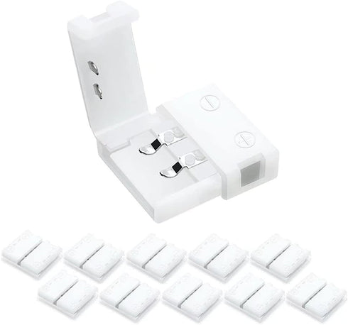 LightingWill 10pcs Pack Strip to Strip Solderless Snap Down 2Pin LED Strip Connector for 8mm Wide