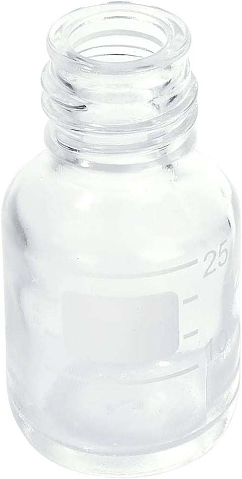 Moonetto 10 Pieces 25ml Graduated Round Glass Bottles, Solvent Jars with GL25 Blue Polypropylene Cap