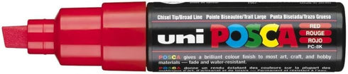 UNI POSCA PC-8K CHISEL TIP MARKER PEN- RED (BOX OF 6)