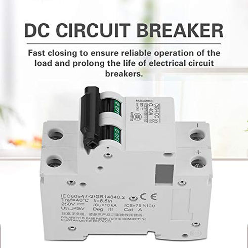 Premium Circuit Breaker, 2P 250V Low Voltage DC Miniature Circuit Breaker for Solar Panels Grid System (40A)
