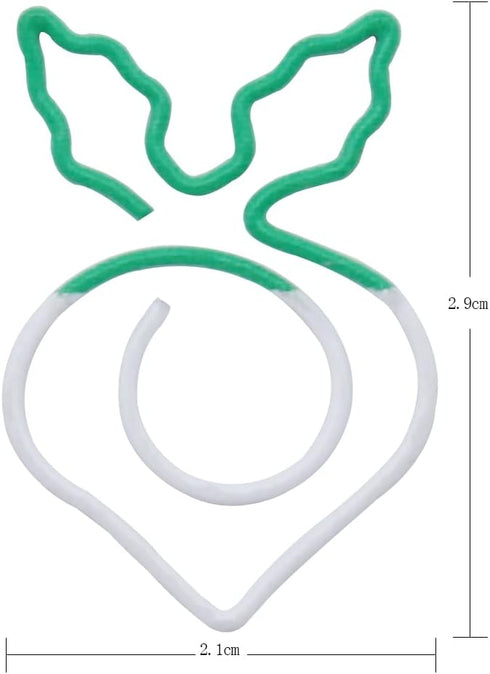 Gullor Cute Paper Clips, Vegetable Shape, Memo Clips, Shaped Bookmarks, Radish, 20 Pieces