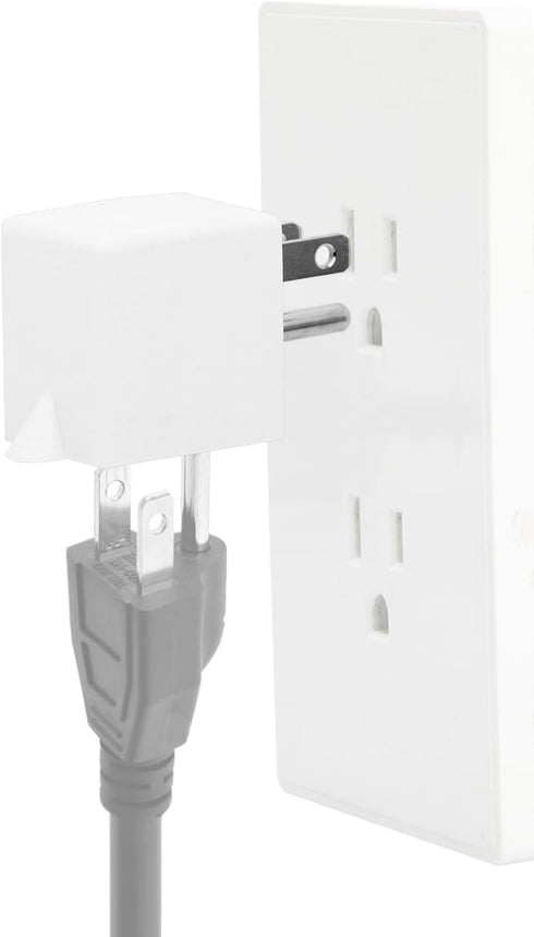 90 Degree Right Angled USA 3-Prong Male-Female Adapter, 5-15P to 5-15R Direction Changer, Space Saving White