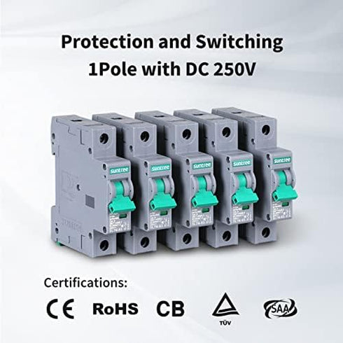 Renogy Suntree 50 Amp Single-Pole DC Circuit Breaker for Off-Grid Solar System, Breaker Box