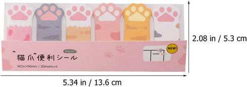 LUOZZY 2 Packs Cat's Paw Sticky Notes, Kawaii Memo Pads, Cartoon Animal Notes, Reading Page Markers Flags