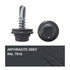 (Pack of 25) Metal Roofing Screws 3/16"" x 3/4"" (4.8 x 19 mm) Self-Drilling Screws with EPDM Washers, Anthracite Grey