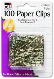 CLI Paper Clip, Nickle Plated