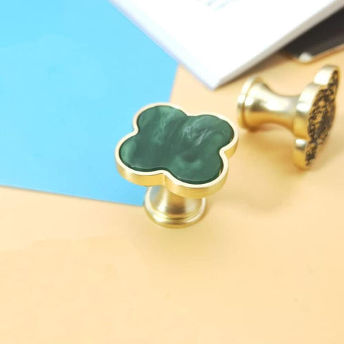 6 Pcs Green Clover Cabinet Knobs, Dresser Pulls, Cupboard Handles, Jewelry Box Drawer Wardrobe Door Handles