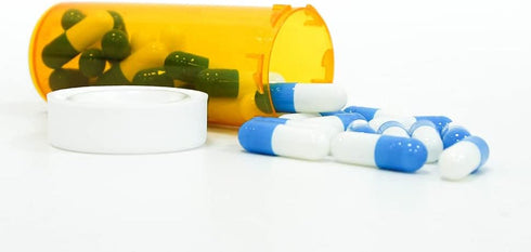 Pill Bottles with Child Resistant Cap, 12pcs Amber Prescription Vials for Personal Medication & Pharmacy