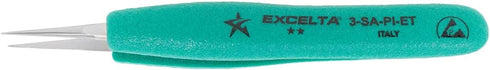Excelta Very Fine Point Tweezers, Straight Ergonomic, Anti-Magnetic Stainless Steel, 0.5" Height, 5.25" Length