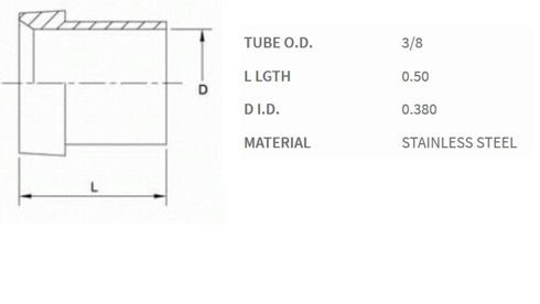Brennan 0319-06-SS Stainless Steel JIC Tube Fitting, Sleeve, 3/8" Tube OD