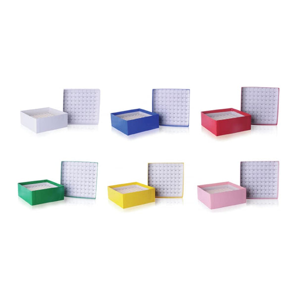 Wheaton W651602 Pink Chipboard CryoFile Storage Box, 130mm Length x 130mm Width x 52mm Height, For 2mL Cryogenic Vials (Case of 15)
