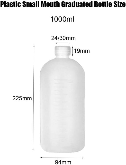 2PCS 1000ml/34oz Empty Plastic Small Mouth Graduated Lab Chemical Container Reagent Bottle Sample Liquid Sealing Reagent Bottle Boston Rounds Liquid Storage with Inner Plug by TOPWEL