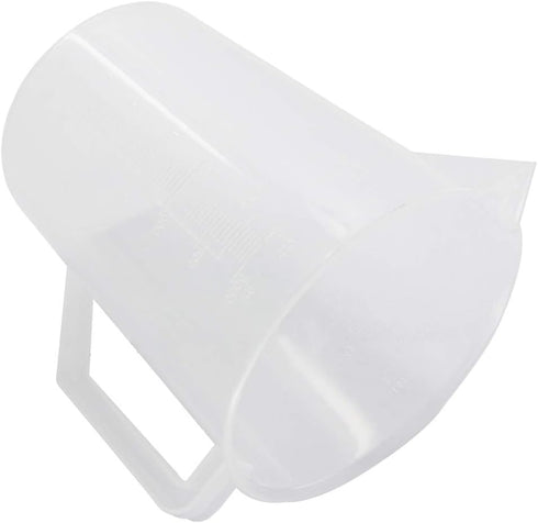 Bettomshin 3000ml Metric Straight Shape Plastic Graduated Beaker with Handle, Transparent Lab Measuring Cup