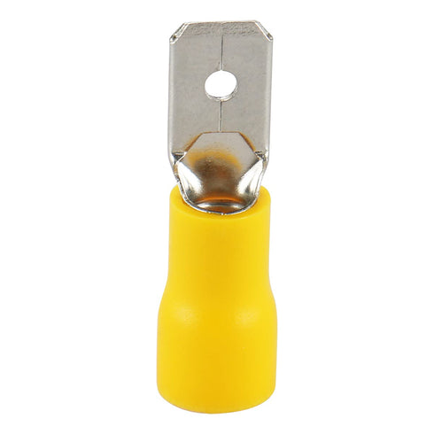 Baomain 1/4" Male Quick Disconnects - Vinyl Insulated Spade Wire Connector Electrical Crimp Terminal 12-10 AWG (Pack of