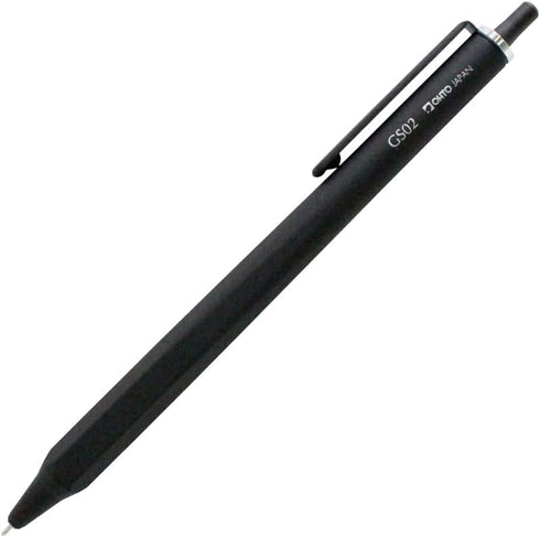 OHTO GS02 Roller Gel Pen, Retractable Needle Tip 0.5mm Fine Point, Black Barrel, Ultra-Quick Drying Black Gel Ink Pen