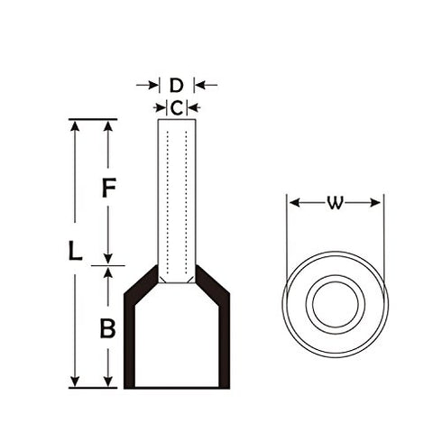Baomain AWG 12/4.0mm² Copper Crimp Connector, Insulated Ferrule Pin, 100PCS, Gray