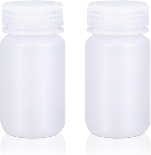 4.2 oz Wide Mouth Lab Reagent Bottle - Leak-proof Translucent HDPE Chemical Container, 2 Pcs