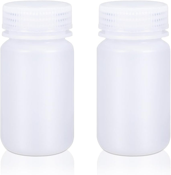 4.2 oz Wide Mouth Lab Reagent Bottle - Leak-proof Translucent HDPE Chemical Container, 2 Pcs