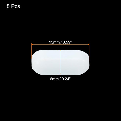 MECCANIXITY Magnetic Stirrer Mixer Stir Bar Rod 15mm/0.59" Cylinder Shape PTFE Coating Magnet White for Laboratory 8Pcs