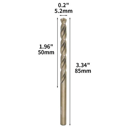 M35 Cobalt Drill Bit Set, 5.2mm, 10 Pieces for Hard Metals with Exceptional Heat Resistance